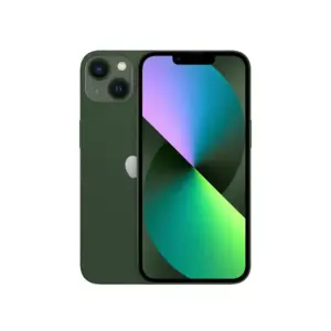 Green iPhone with dual rear cameras shown front and back on a white background